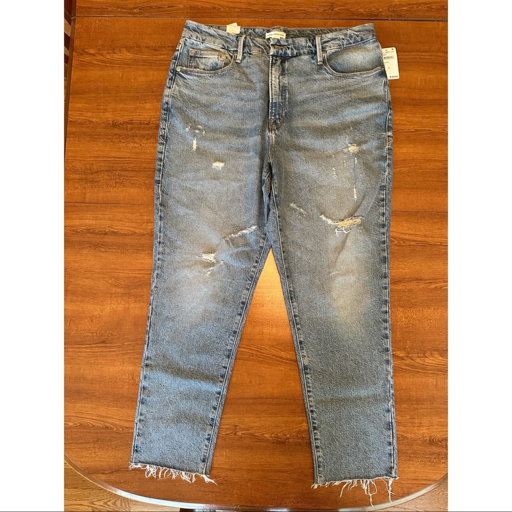 Good American Light Blue Distressed Ankle Jeans